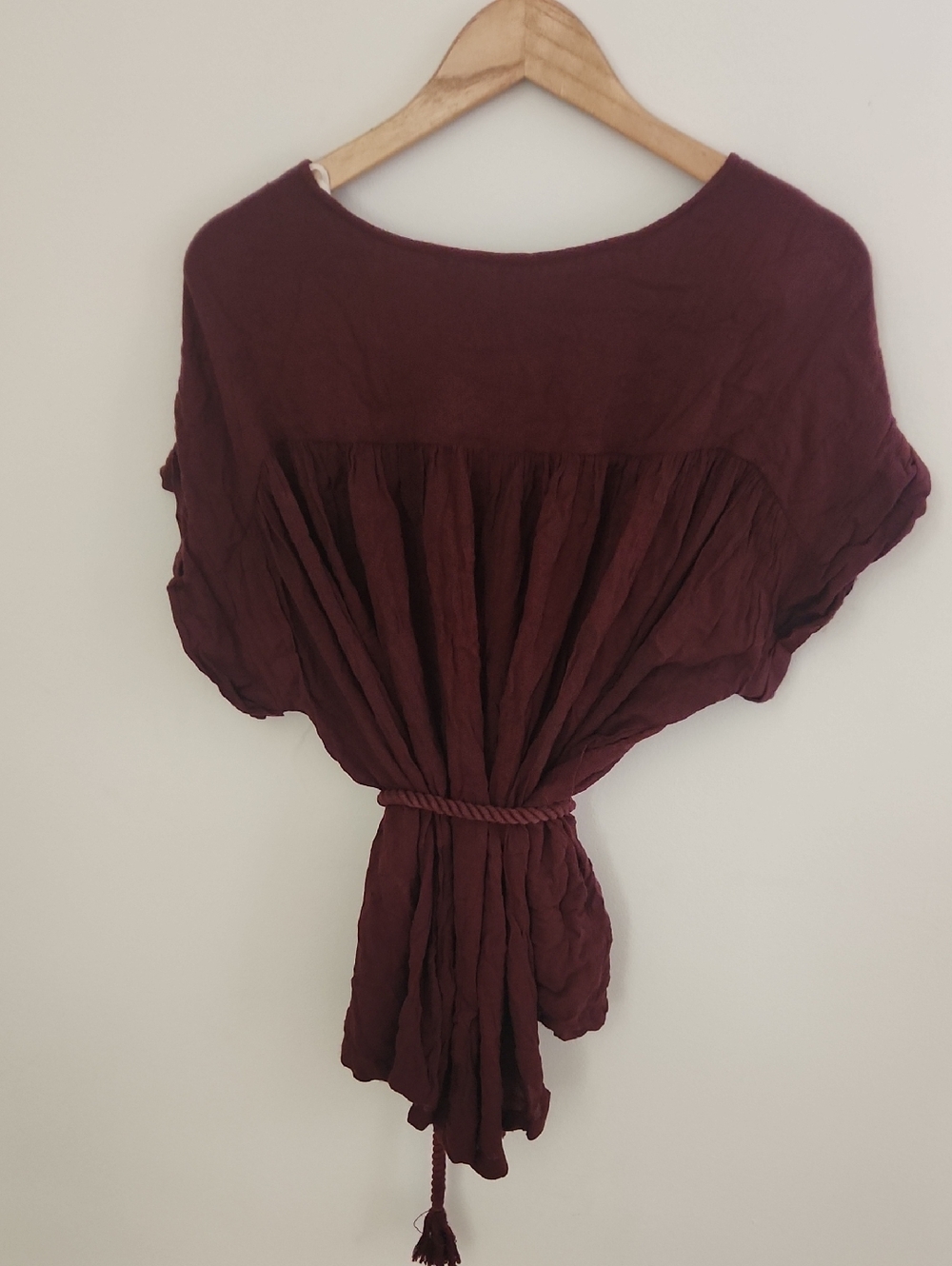 Free People Spanish Endless Summer Burgundy Romper Rope Tie Waist Small - Picture 5 of 6